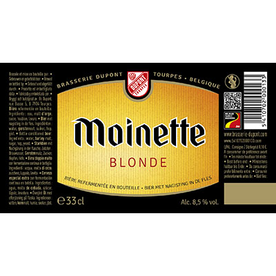 5410702000133 Moinette Blonde - 33cl Bière refermentée en bouteille Sticker Front